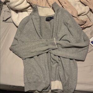 Polo Ralph Lauren Sweater Mens M Grey Mock Neck Zip Preppy Minimalist Classic